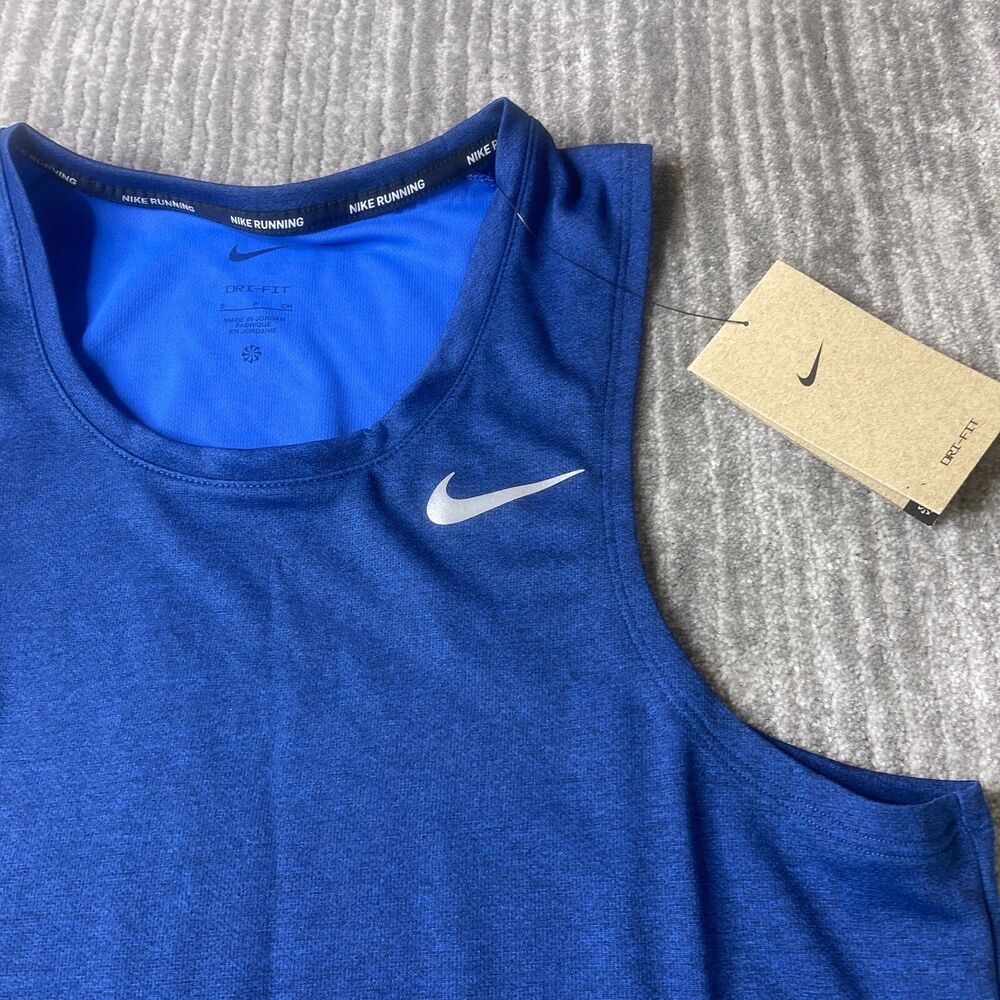 Nike Running Tank Top Shirt Mens Small Midnight Navy Blue Miler Dri-fit Gym - Picture 3 of 9